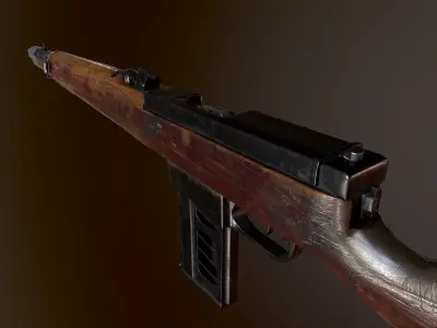 Breda rifle 1935 ww2 with PU scope PBR Low-poly 3D model