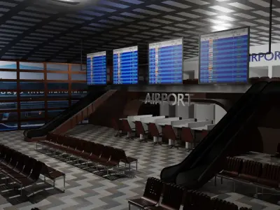 Airport interior Low-poly 3D model