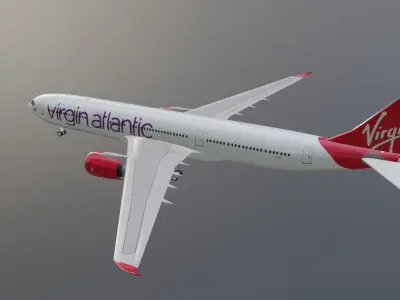 Virgin Atlantic Airbus a330-900neo model with cockpit Low-poly 3D model