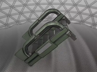 Sci-Fi Stairs - 2 - Green Version Low-poly 3D model