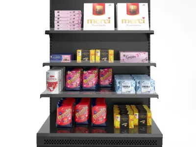 Commercial rack with chocolates 3D model