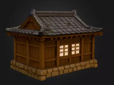 Traditional Wooden Hanok House Low-poly 3D model