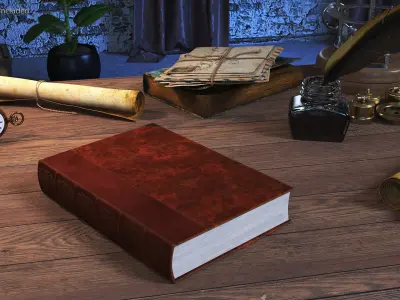 Hardcover Book Red English Text Rigged for Maya 3D model