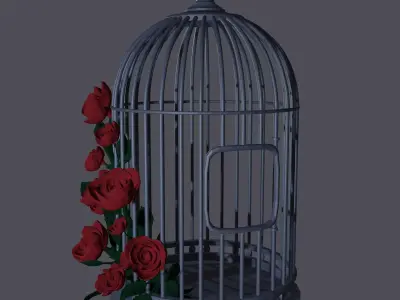 Old cage and roses 3D model