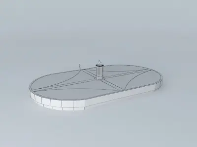 Architecture lighthouse in middle of grassy area 3D model