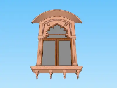 indian jodhpuri stone jharokha window 3D model