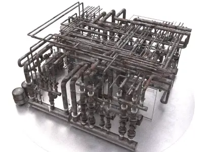 Industrial boiler room 3D model