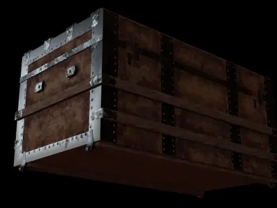 Antique Wooden Chest Low-poly 3D model