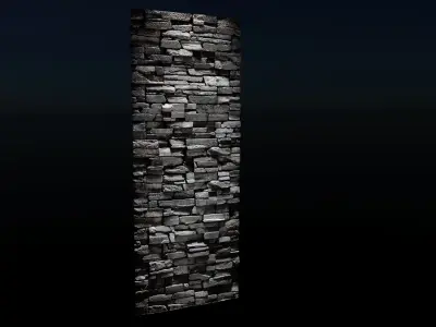 4k Gray Block Stone Material with 16 bit height maps Low-poly 3D model