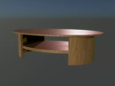 Round Wooden Coffee Table 3D Model Free low-poly 3D model