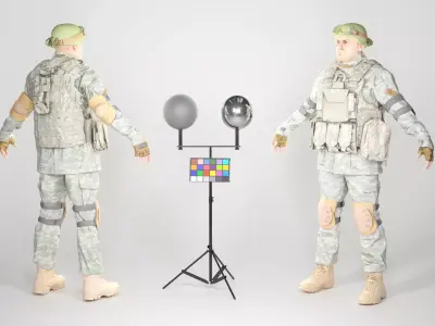 Fully equipped game ready American soldier with props 30  Low-poly 3D model