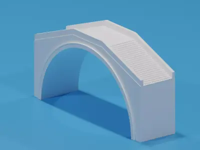 Cartoon Chinese Stone Bridge Low-poly 3D model