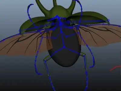 Chalcosoma Atlas Beetle with wings rigged not-textured 3D model