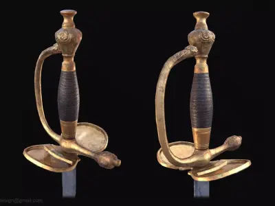 Prussian Officer Sword Low-poly 3D model