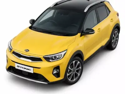  Modern Yellow and Black Kia Stonic  Subcompact Crossover SUV 3D model