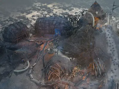 Top-Down Primal Settlement - LowPoly Low-poly 3D model