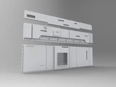 sci-fi wall architect interior kitbash 3D print model