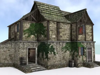Medieval City Tavern Low-poly 3D model