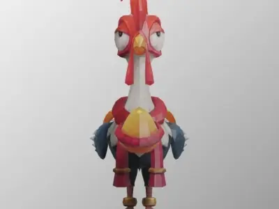 chicken low-poly 3D model rooster from game super mario bros Low-poly 3D model
