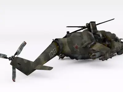 Mi-24 Crashed Low-poly 3D model