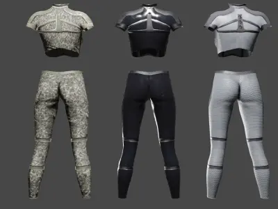 Female character sci-fi suit videogame Low-poly 3D model