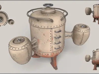 Stylized Flying Machine - 2 texture sets Low-poly 3D model