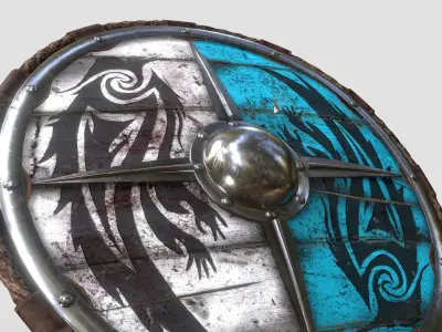 Viking Raven Shield Low-poly 3D model