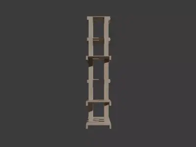 Wooden Slats Plant Stand Low-poly 3D model