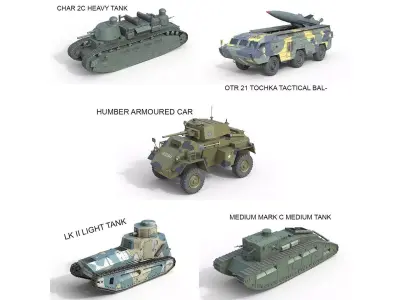 5 Military Vehicles Collection v7 Low-poly 3D model