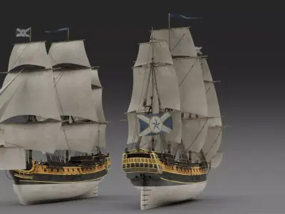 18th Century Man of War Free 3D model