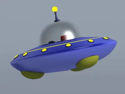 Cartoon saucers ships flying machines round UFO cockpits 3D model