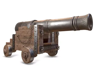 PBR  War Cannon Low-poly 3D model