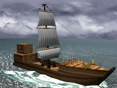 Cog-type sailing ship 3D model