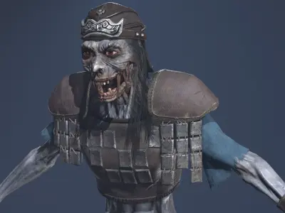 Zombie Scout Soldier with armor and weapons Low-poly 3D model