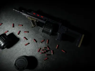 Corpse Sweeper Semi-Automatic Shotgun Low-poly 3D model