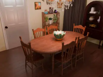 1980 Vintage Dining Room Table and Chair Set 3D model