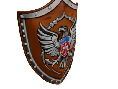Worn Leather Shield with Metal Rim 3D model