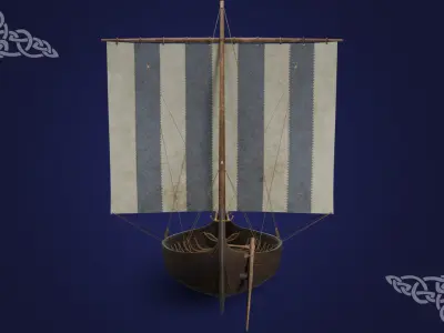 Gokstad ship Low-poly 3D model