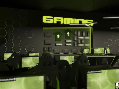 VRay - C4D Scene files - Exterior and Interior - Gaming Store 3D model