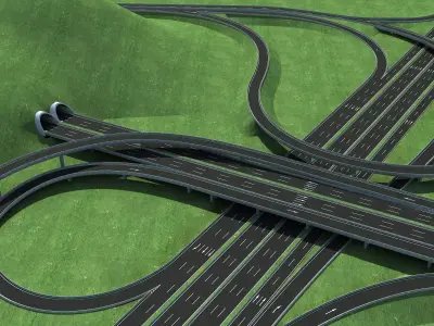 Highway Intersection Road Bridge 3D model