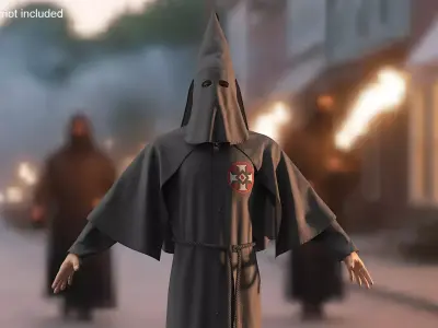 Character Ku Klux Klan in Black Suit and Mask 3D model