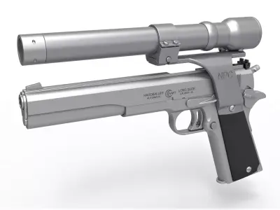 Pistol AMT Hardballer Long Slide from the movie Terminator 1984 3D model