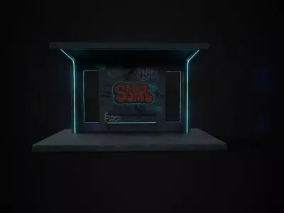 Cyberpunk Bus Stop Shelter Low-poly 3D model
