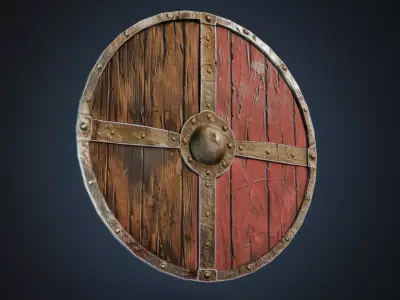 Round viking shield Low-poly 3D model