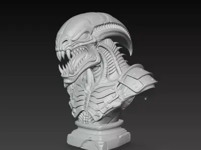 Xenomorph Alien Warrior Bust STL Model 3D print model