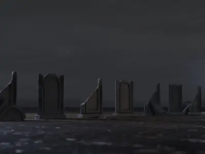 Hand Sculpted cemetery gravestones part 8 Low-poly 3D model