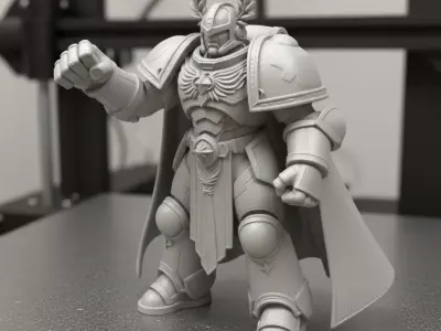 Towering Armored Superhuman With Ornate Cape 3D Print Model 3D print model