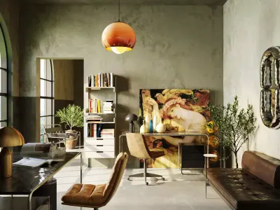  Office interior scene 01 3D model