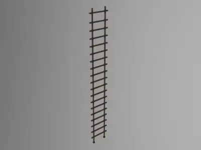 Wooden Vertical Ladder Low-poly 3D model