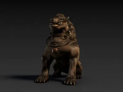 Chinese guardian lion Low-poly 3D model